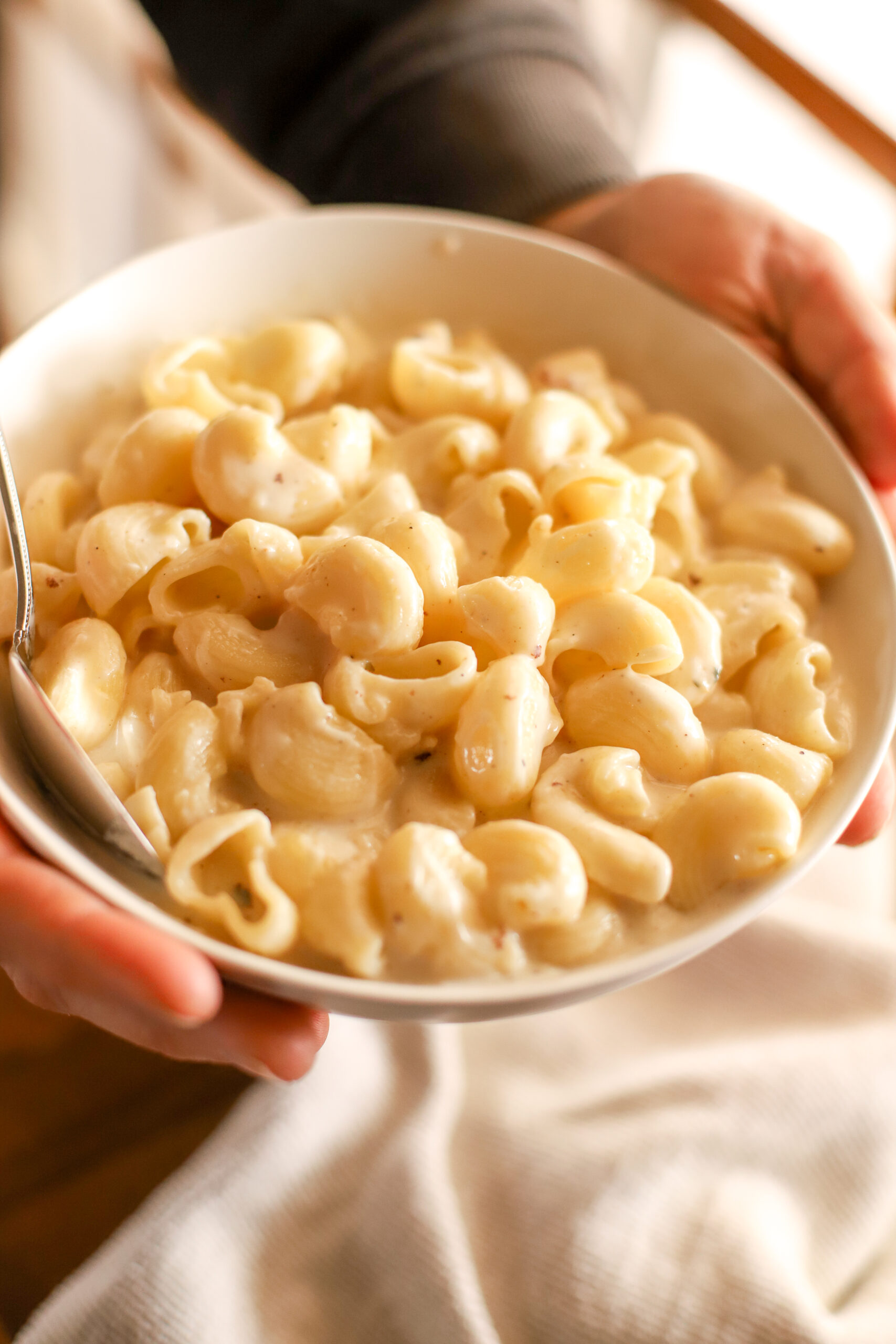 A bowl of macaroni and cheese