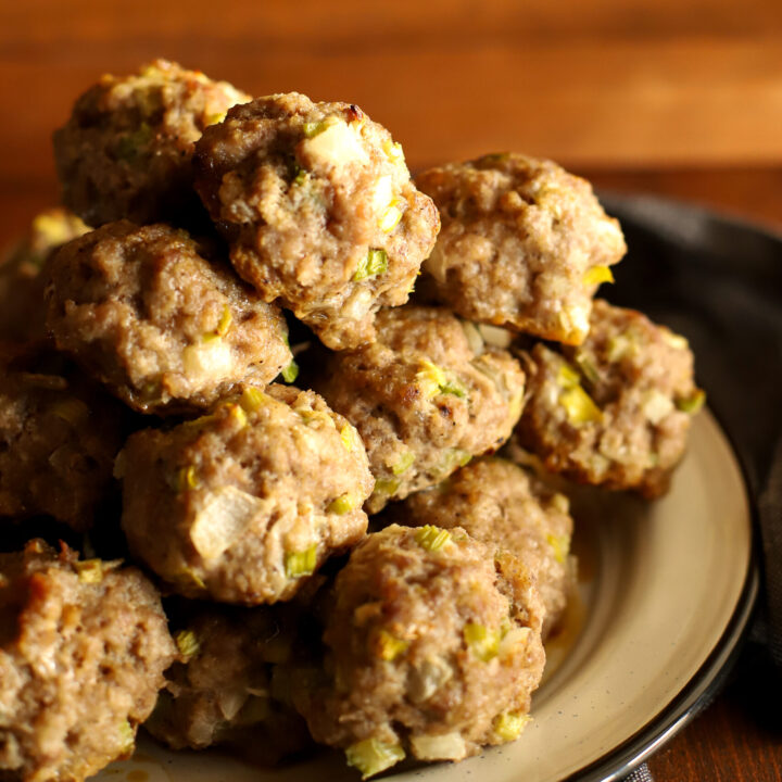 up close shot of Pork Meatballs