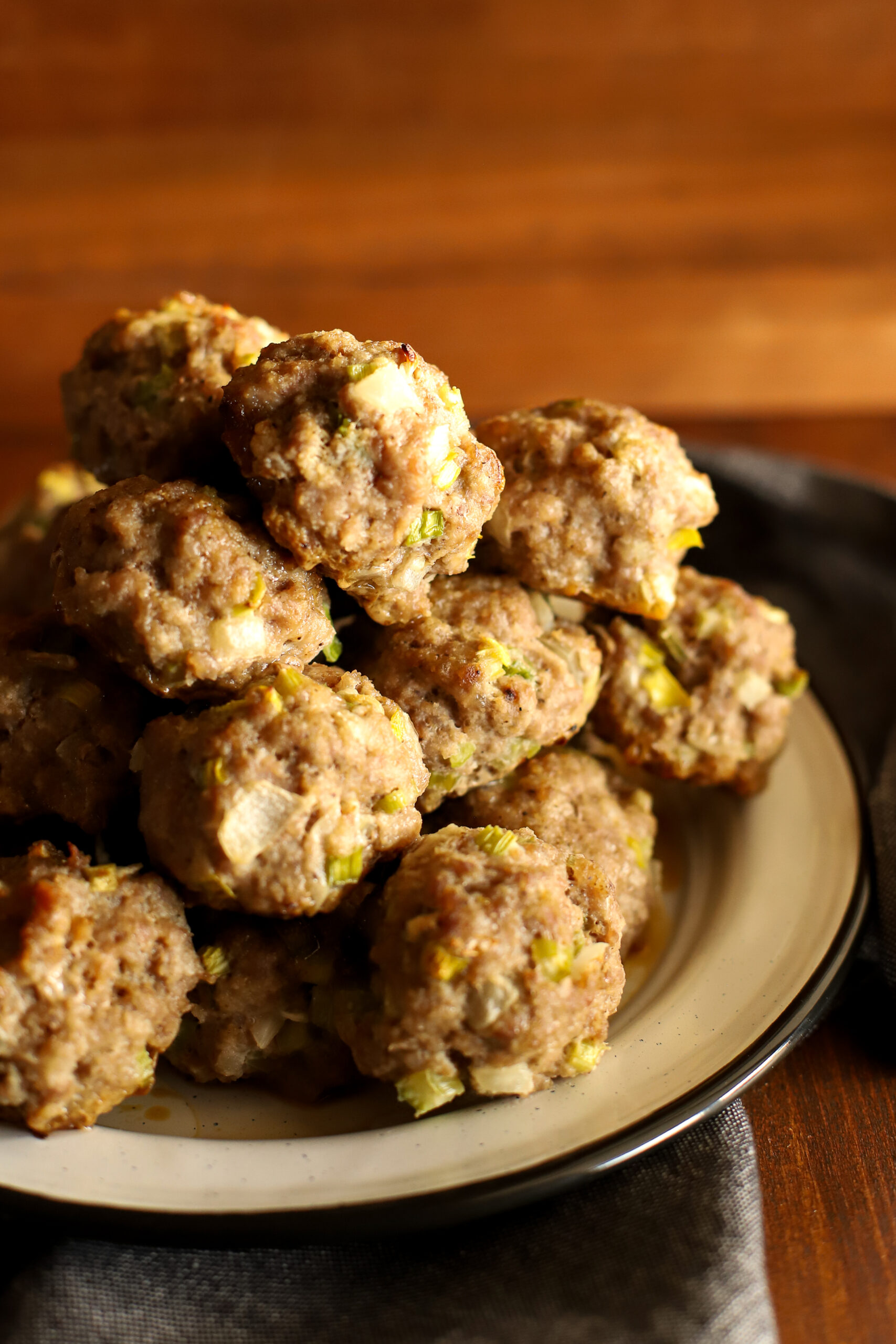 up close shot of Pork Meatballs