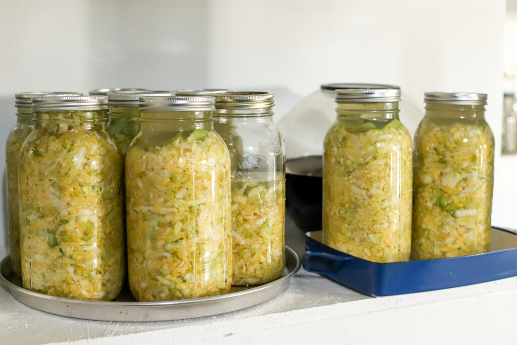 image of jars of sauerkraut on the shelf
