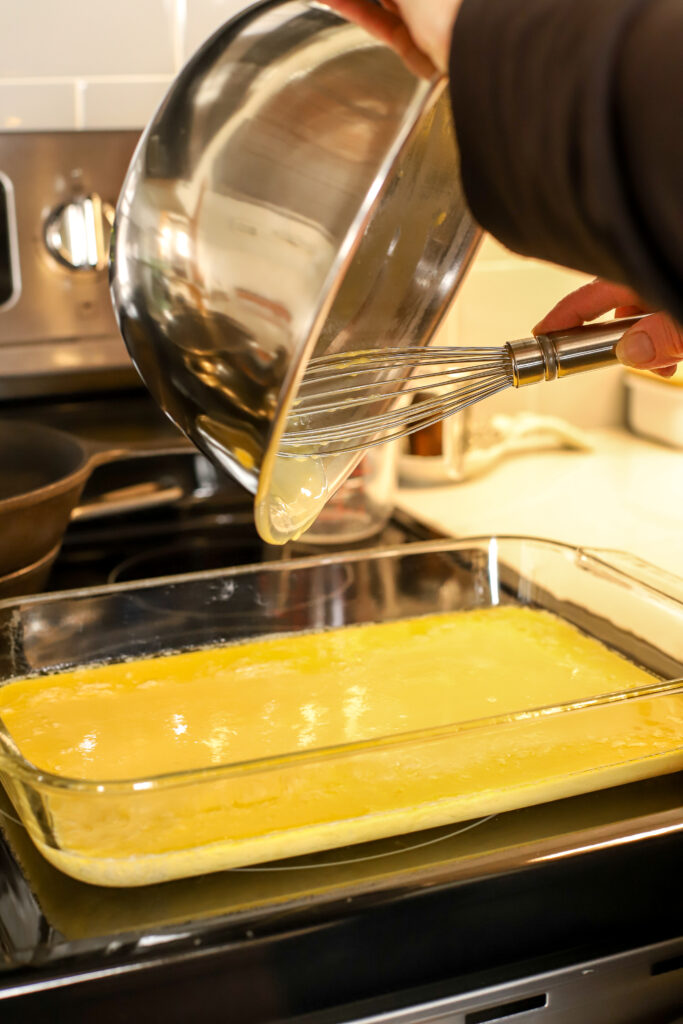 German pancake batter in 9x13 pan