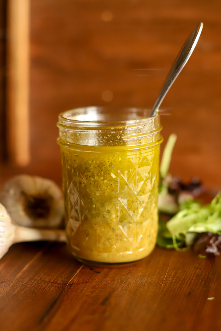 image of jar full of salad vinaigrette