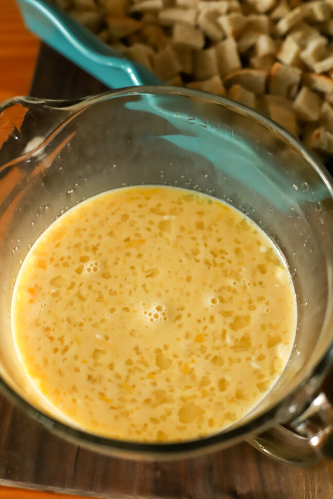 egg and milk mixture for breakfast french toast bake