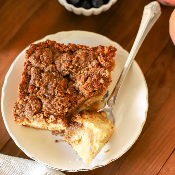 overhead shot of breakfast french toast bake