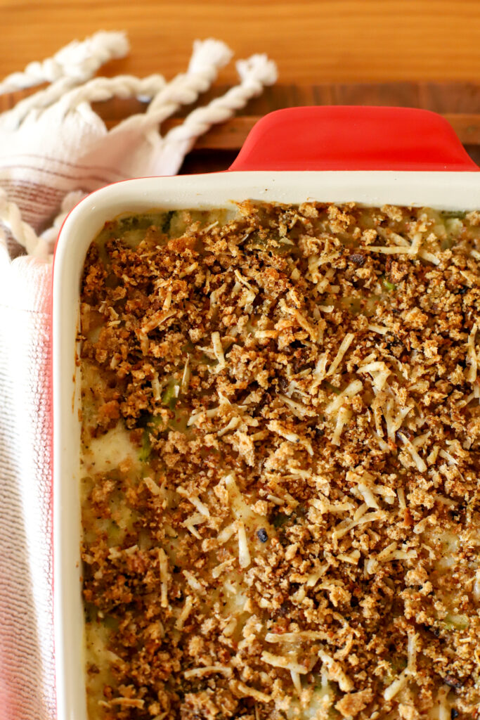 up close shot of rice casserole