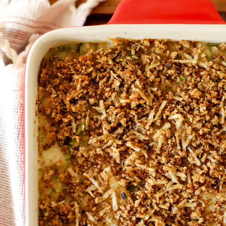 up close shot of rice casserole
