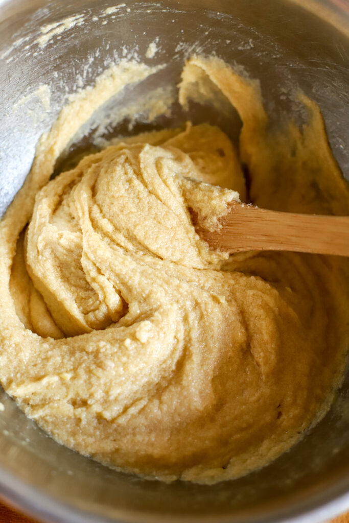 creamed butter and sugar for freshly milled chocolate chip cookies