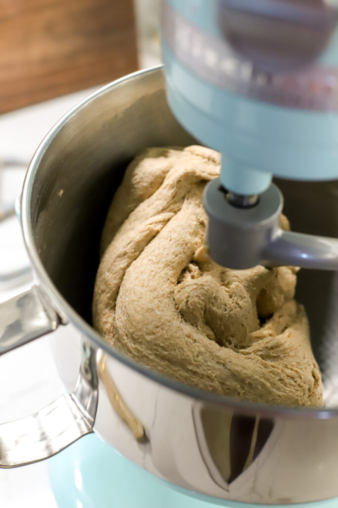 up close shot of kneaded bread dough