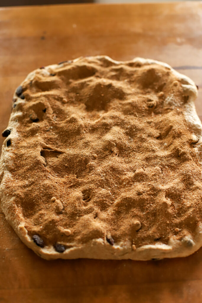 up close shot of loaf ready to roll up