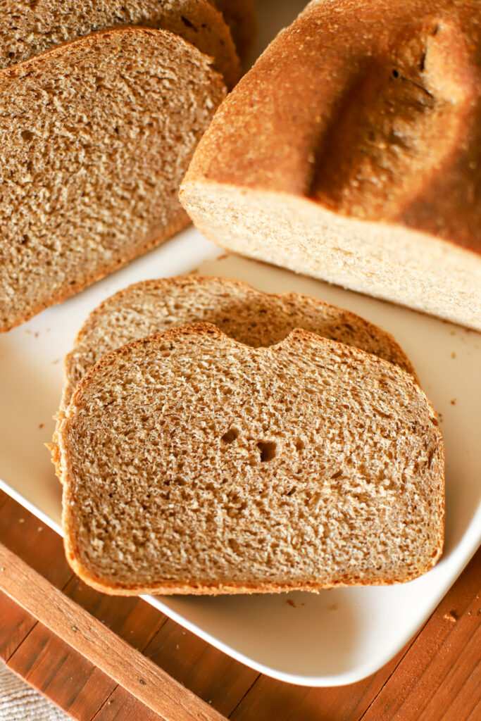 slice of freshly milled sourdough sandwich bread