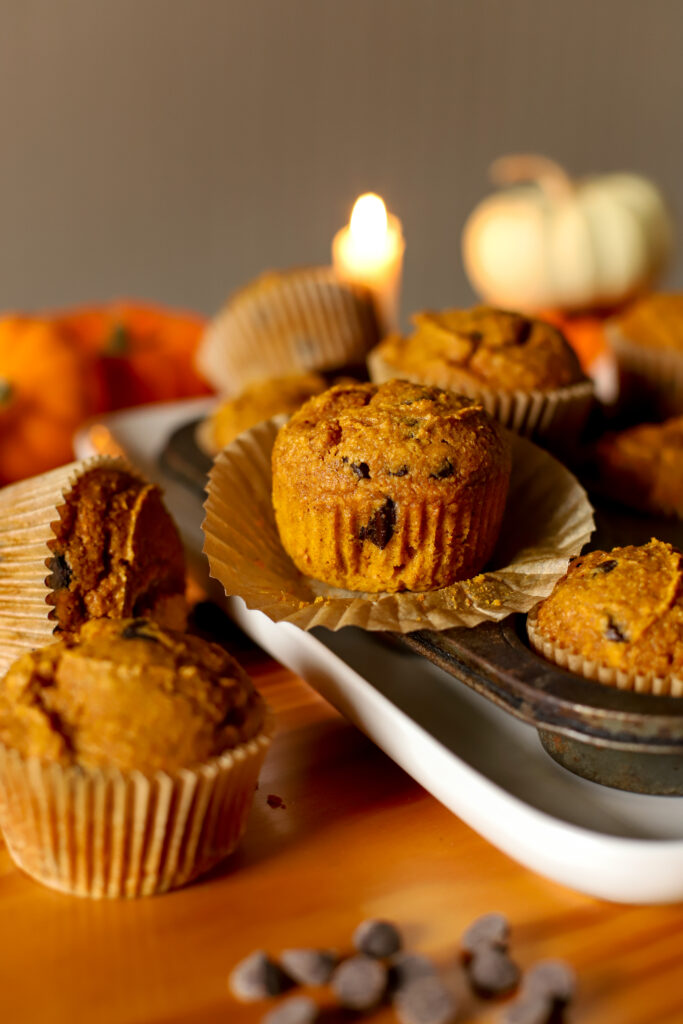 up close shot of muffins on a tray