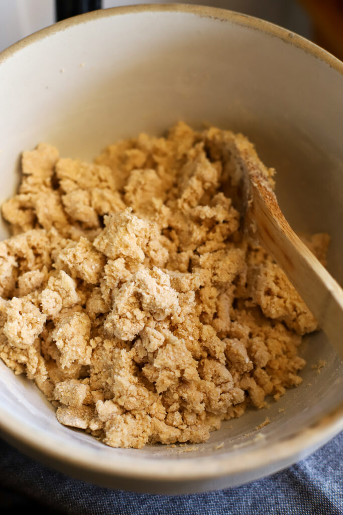 up close shot of shortbread crust mixture