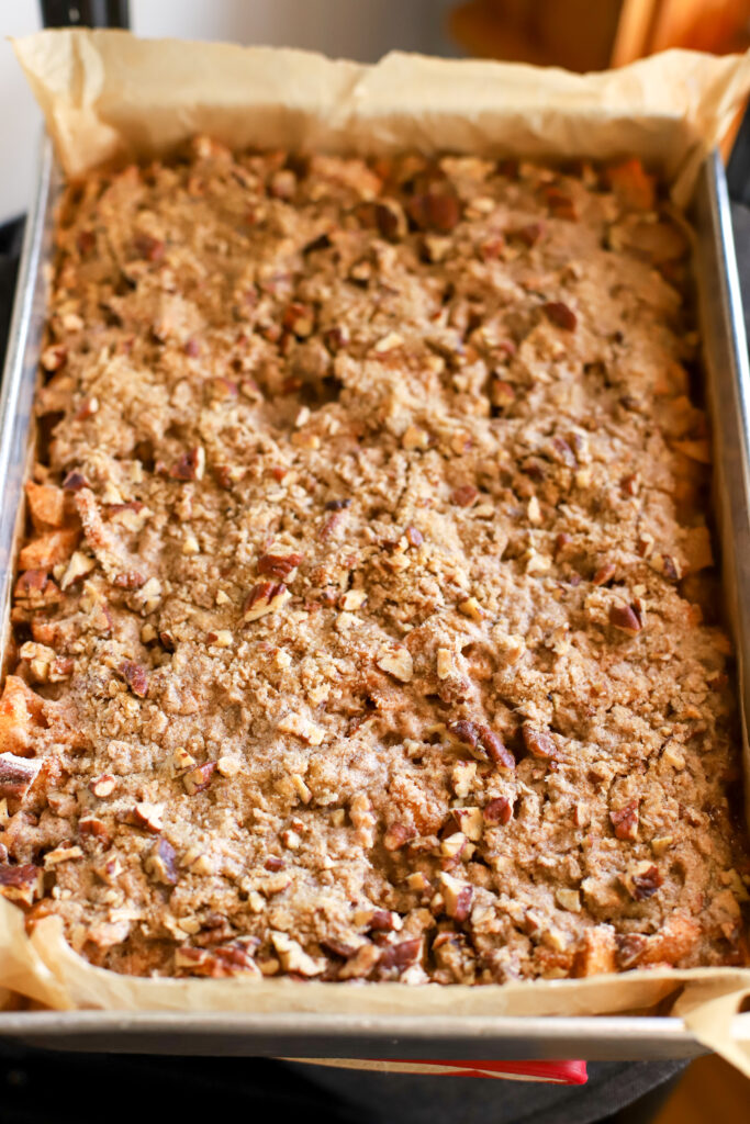 up close shot of baked apple pie bars