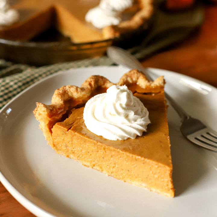 A slice of pumpkin pie