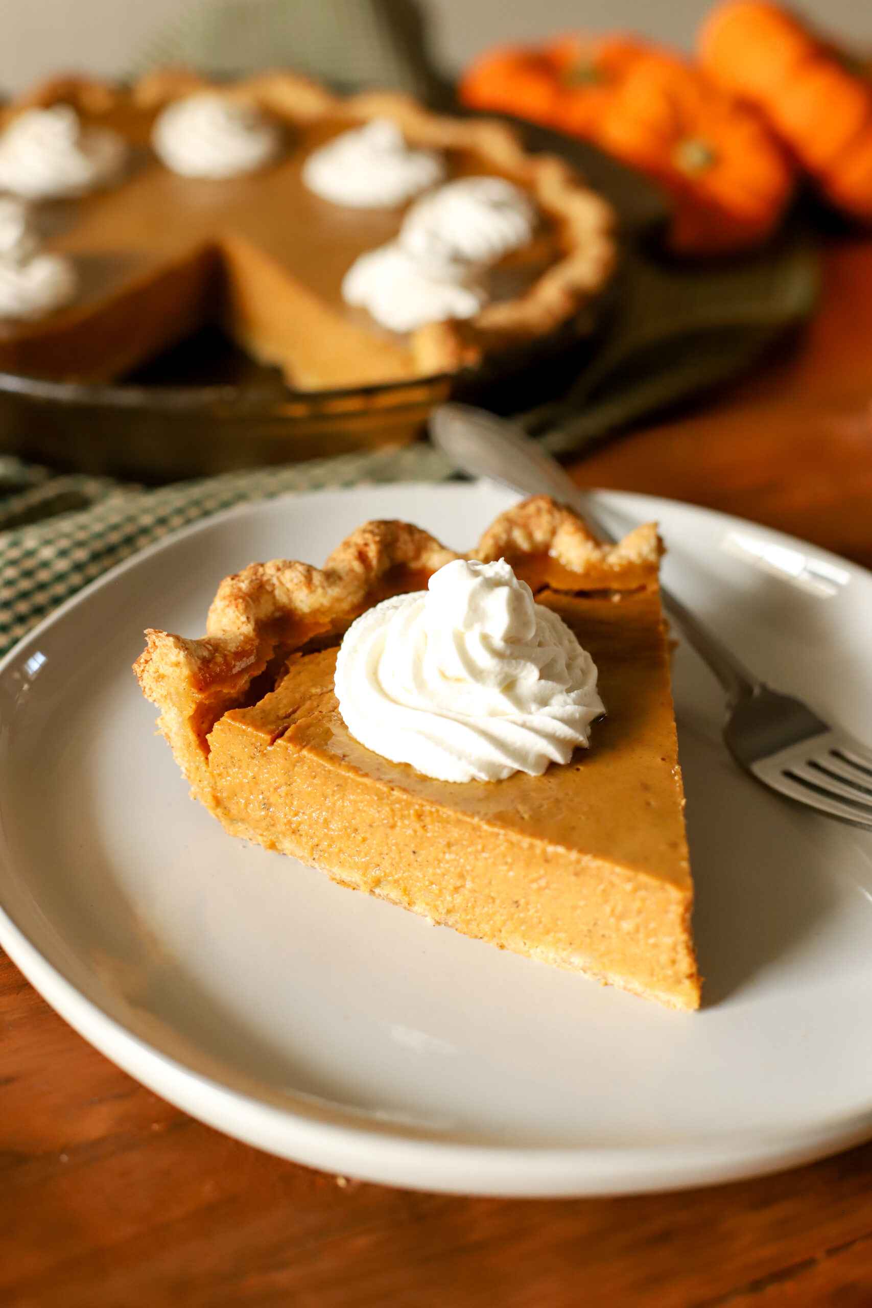 A slice of pumpkin pie