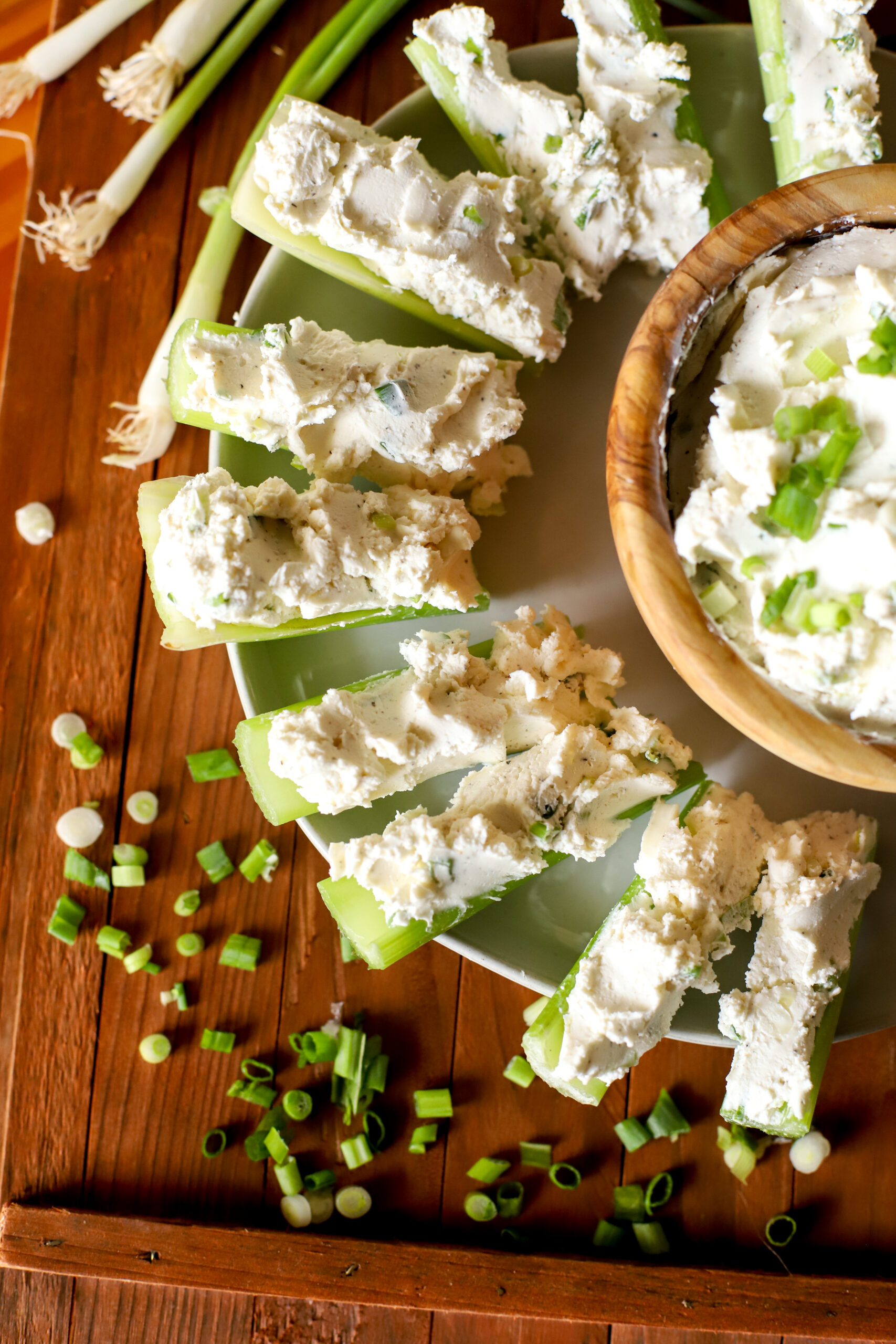 plate of stuffed celery