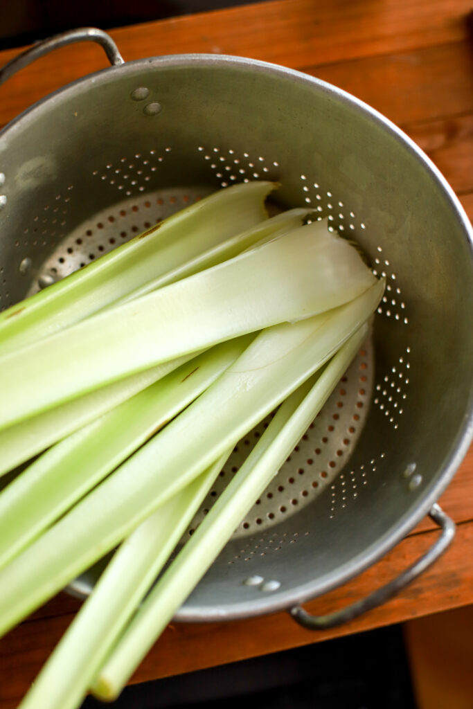 colander full of washed celery