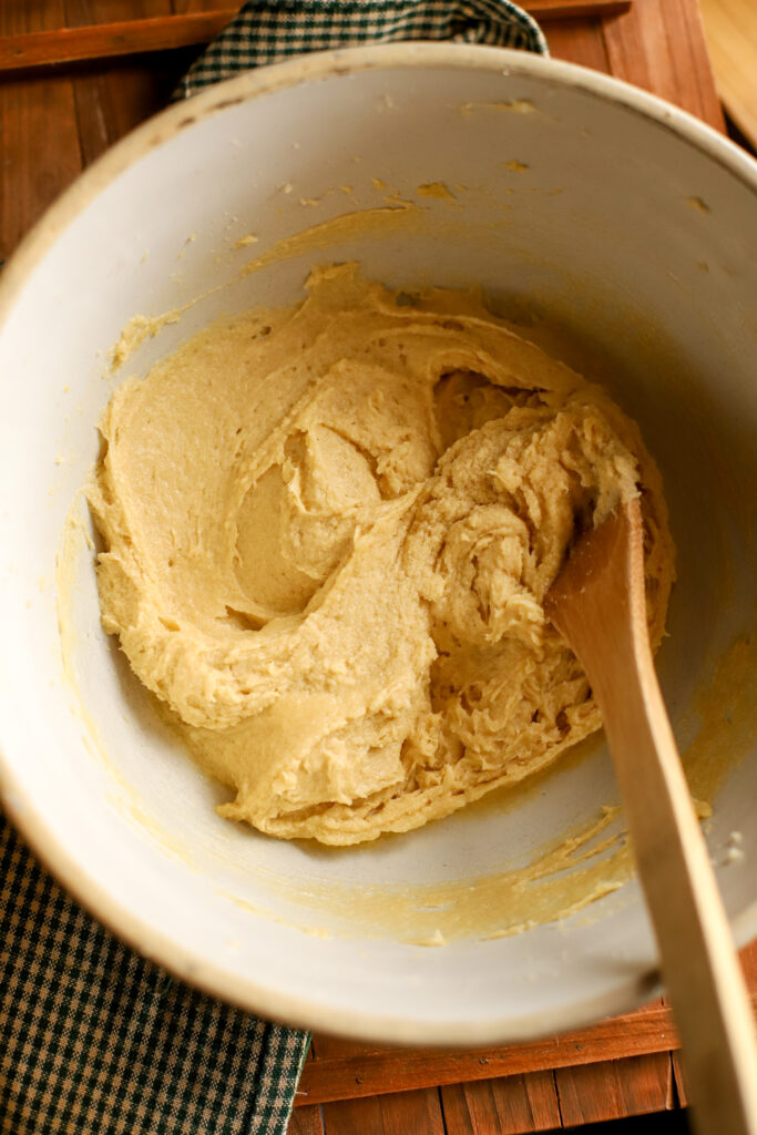 up close shot of creamed butter and sugar in a bowl