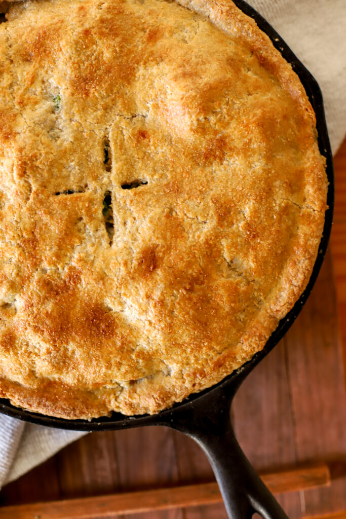 up close shot of Chicken Pot Pie With Fresh Milled Crust
