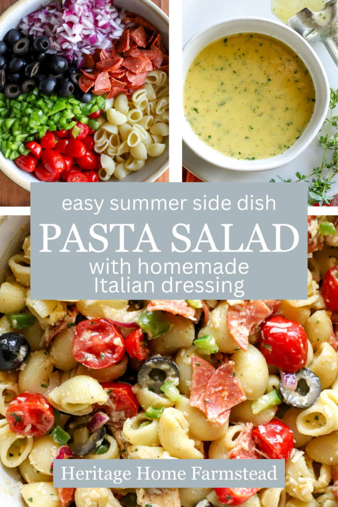 Pinterest pin for Easy Pasta Salad With Homemade Italian Dressing