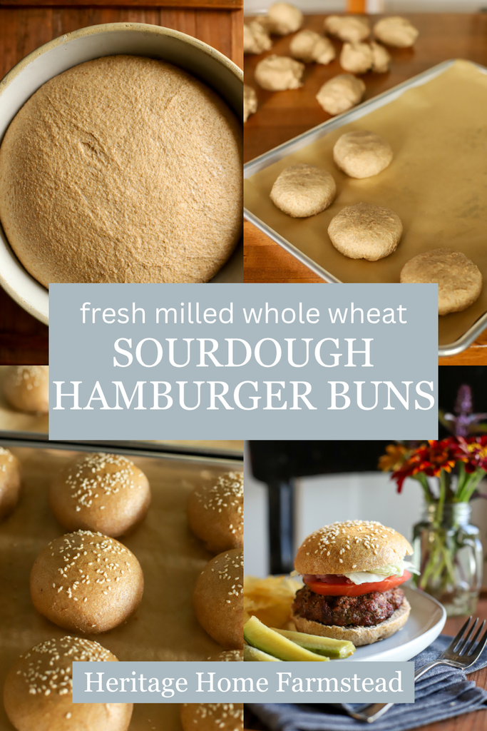 Pinterest Pin for Easy Fresh Milled Sourdough Burger Buns