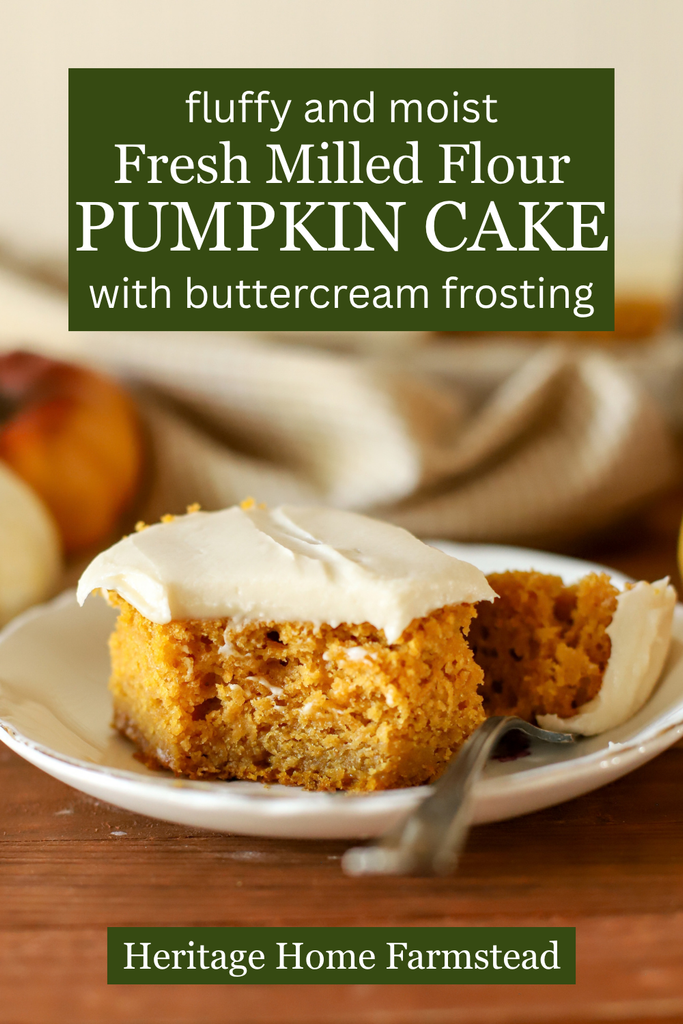 Pinterest Pin for Fluffy & Moist Fresh Milled Pumpkin Cake